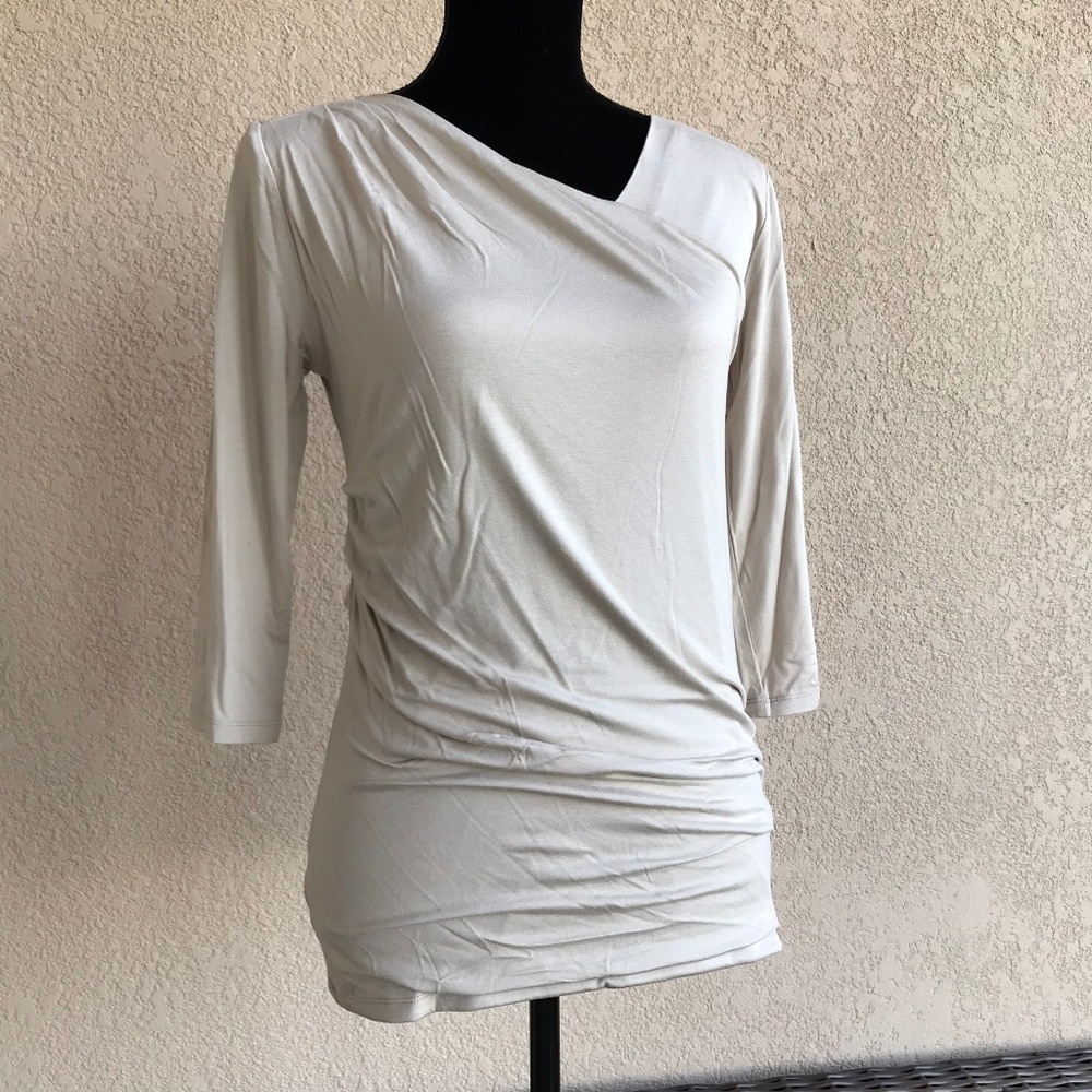 Ann Taylor Petite Faux Wrap Top 3/4 Sleeve Rayon M - Picture 1 of 5